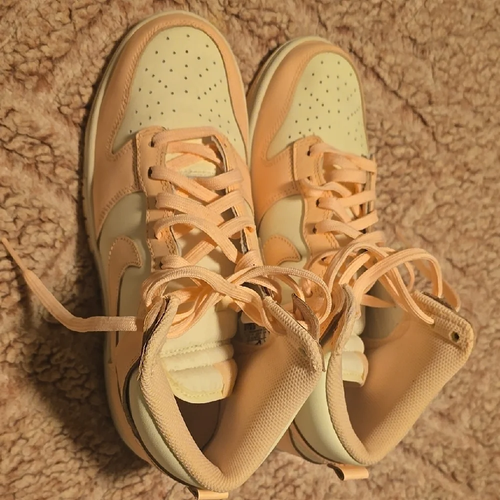 Women's Pink and White High-Top Sneakers - Picture 2 of 3